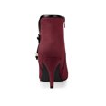 thumbnail image 4 of BLISSFUL STEP Women Bow Pointed Toe Stiletto Heel Ankle Boots Burgundy 5.5, 4 of 8