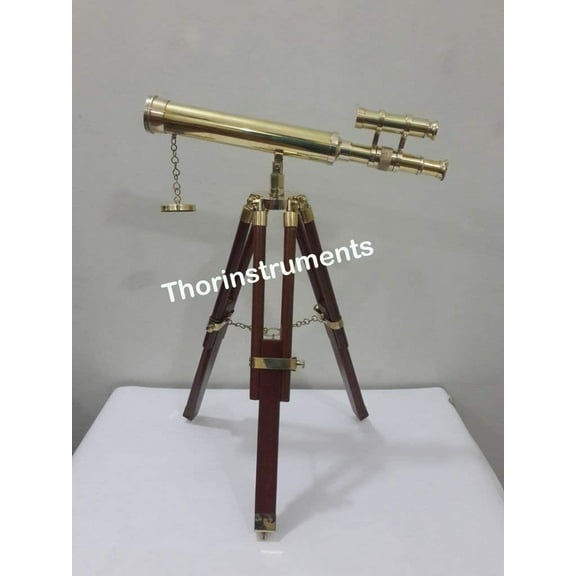 BRASS TELESCOPE WITH TRIPOD STAND DECORATIVE TELESCOPE