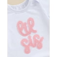 thumbnail image 6 of FEORJGP Infant Baby Girls Summer Outfit 3M 6M 12M 18M Newborn Short Sleeves Romper Crew Neck T-shirt Jumpsuit Letter Embroidery Bodysuit and Plaid Fladband Toddler Cute Sweet 3 Piece Clothes, 6 of 8