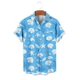 thumbnail image 6 of UVEASISHA Men's Beach Shirts Short Sleeve Button Down Shirt for Men Shell Starfish Printed Tropical Shirts Untucked Casual Summer Hawaiian Shirt Blue XXL, 6 of 6