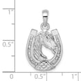 thumbnail image 3 of Finest Gold Sterling Silver Polished Horse Head in Horseshoe Pendant, 3 of 4