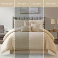 thumbnail image 5 of Lanco Gold Jacquard Comforter Set King Size, 7 Piece Damask Bedding Set, All Season Home Decor, Matching Pillow Shams, Bedskirt, Decorative Pillows, 5 of 7