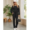 thumbnail image 6 of SMZ Womens Lounge Set Cute Long Sleeve Pajama Sets Casual 2 Piece Pj Outfit Fall Sleepwear Pockets, 6 of 7