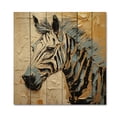 thumbnail image 3 of Designart "This Zebra in Black and Yellow Stripes" Animals Print on Natural Pine Wood, 3 of 5