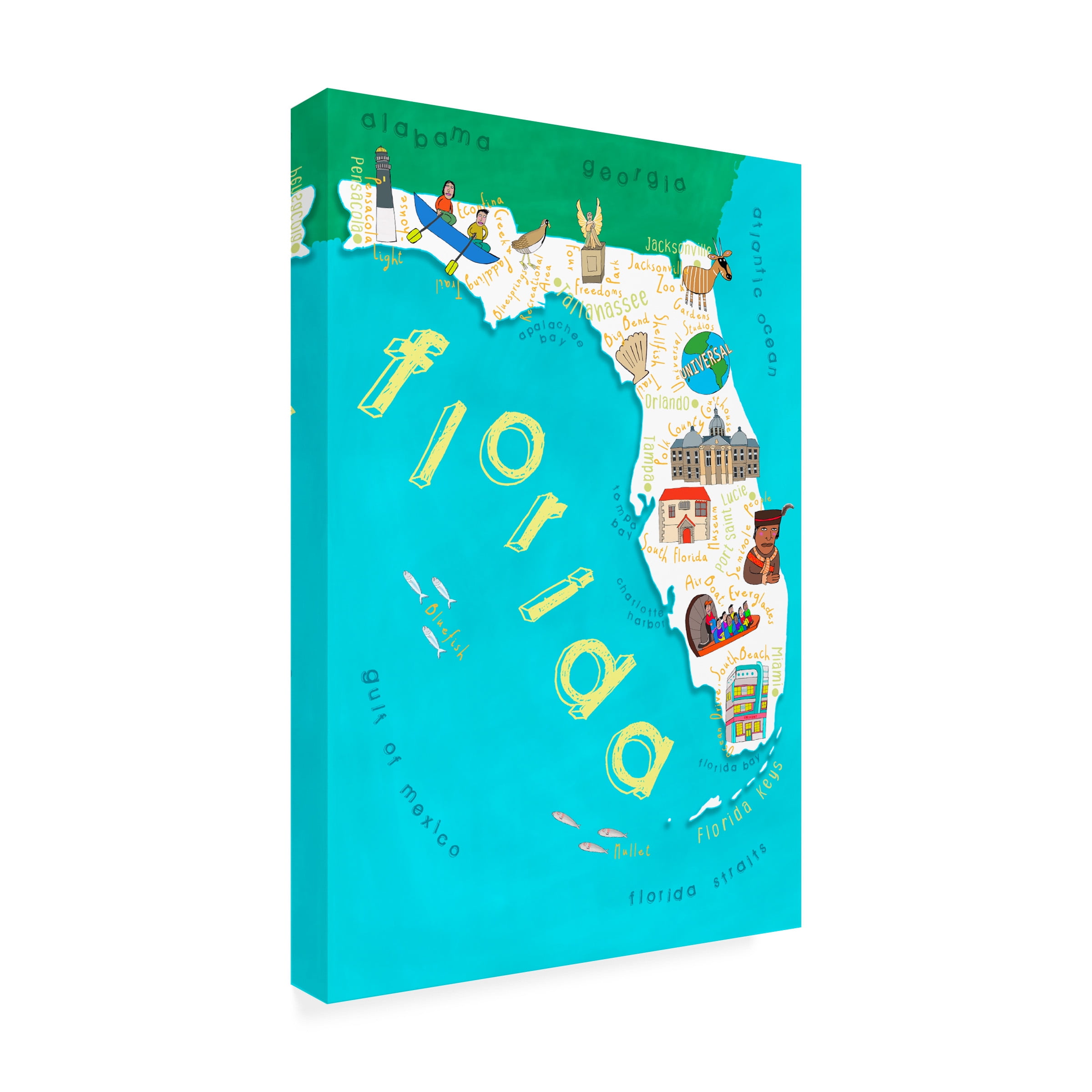 Carla Daly 'Illustrated State Maps Florida' Canvas Art