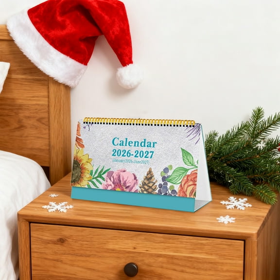 Ohmyroo 2026-2027 18-Month Standing Desk Calendar, Ornamental Flip Style Date Organizer for Office and Home Desk, Includes USA National Holidays