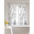 thumbnail image 3 of White Gray Marble Tier Curtains 45 Inch Length,Sheer Curtains for Bedroom Living Room Window Modern Minimalist Abstract Texture Rod Pocket Drapes Kitchen Curtains Small Half Window 27.5"x45" 2 Panels, 3 of 6