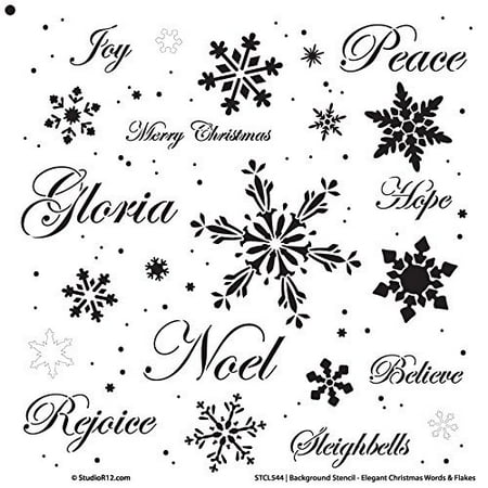 christmas words snowflakes stencil by studior12 elegant word art