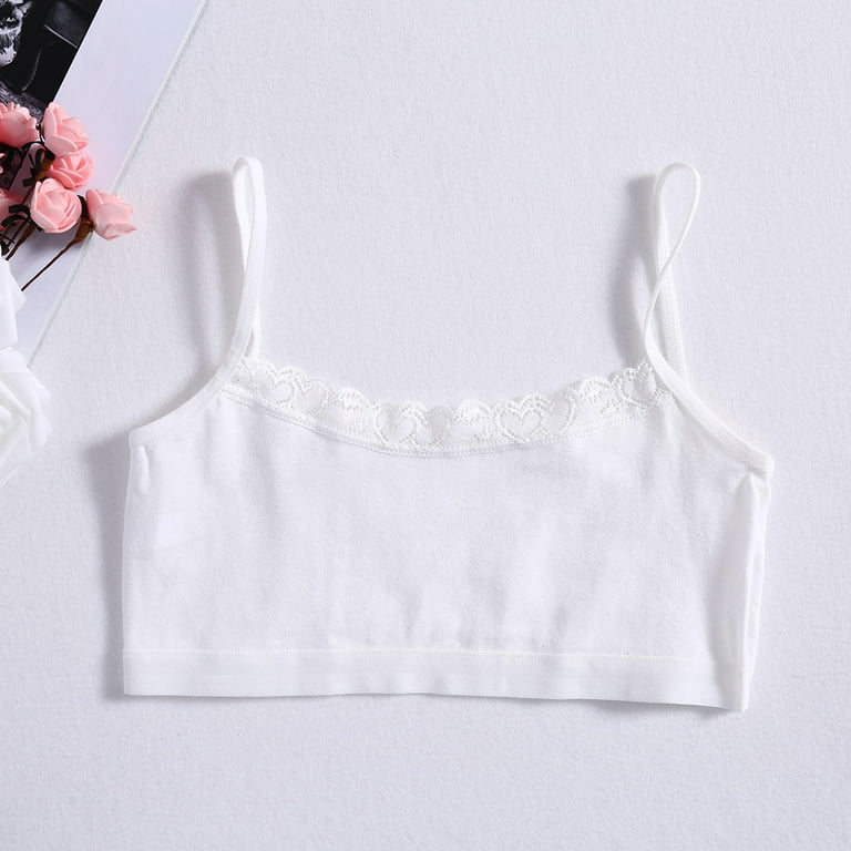 HLGDYJ 4pcs/Lot Children's Breast Care Girl Bra Hipster Cotton Teens Teenage  Underwear Summer Kids Lace Vest Young 