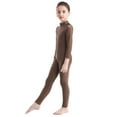 thumbnail image 3 of Venjoe Girls Full Body Long Sleeve Unitard Kids Gymnastics Turtleneck One Piece Bodysuits Dance Costume Brown 7-8, 3 of 6