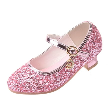 

Godderr Girls Dress Shoes Mary Jane Sparkle Wedding Party Glitter Dress Shoes Low Heel Princess Shoes for Kids Toddler