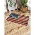thumbnail image 3 of American Flag Bath Rug 2x3ft Woven Bathroom Entryway Runner Rug,Blue Red Star Stripe Farmhouse Wooden Washable Living Room Hallway Bedroom Kitchen Carpet with Tassels,Indoor Outdoor Throw Doormat, 3 of 5