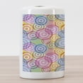 thumbnail image 3 of Modern Ceramic Toothbrush Holder, Geometric Circles Rounds in Vivid Colors Retro Design with Abstract Background Print, Versatile Countertop for Bathroom, 4.5" X 2.7", Multicolor, by Ambesonne, 3 of 4