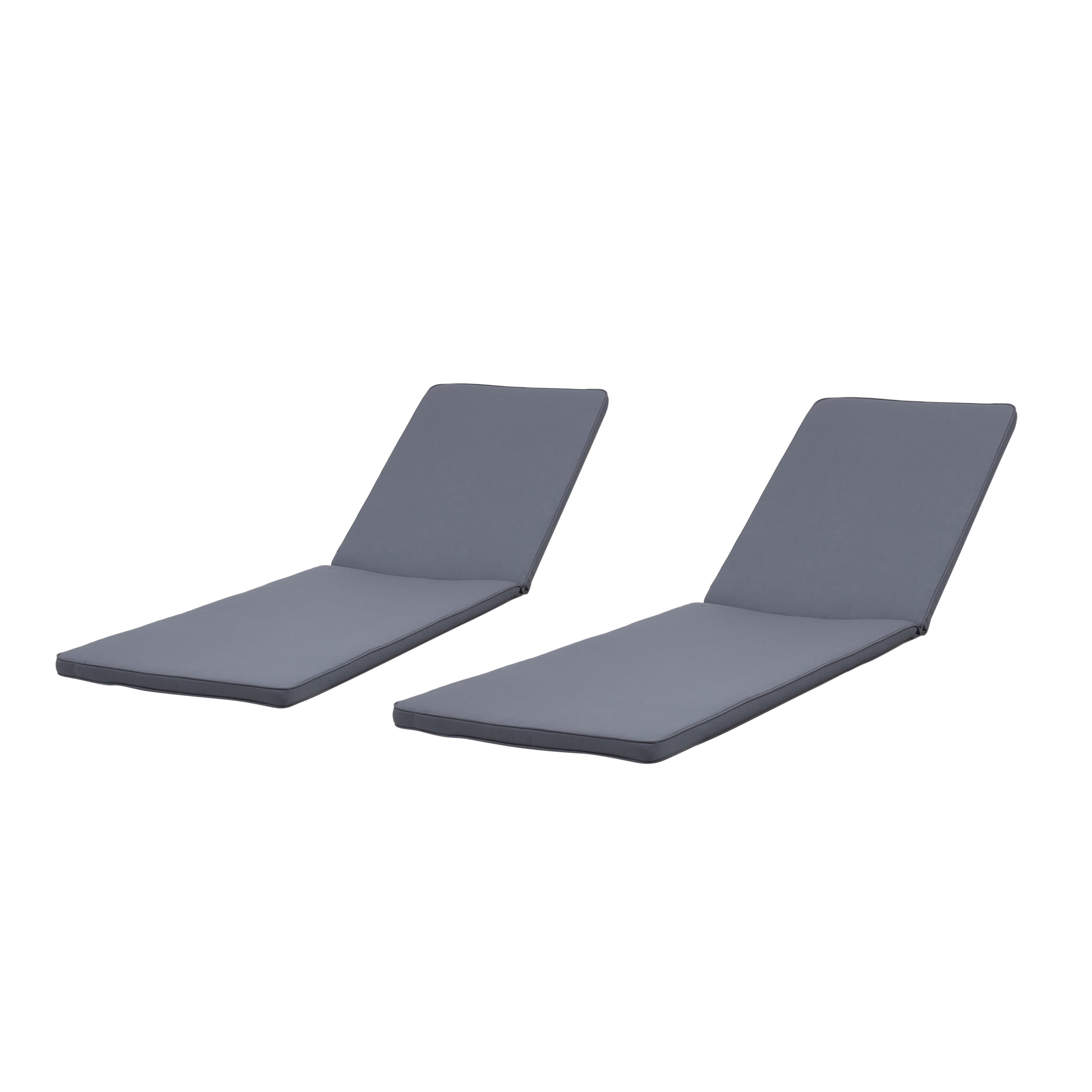 Belinda Outdoor Fabric Chaise Lounge Cushion (Set of 2), Dark Gray