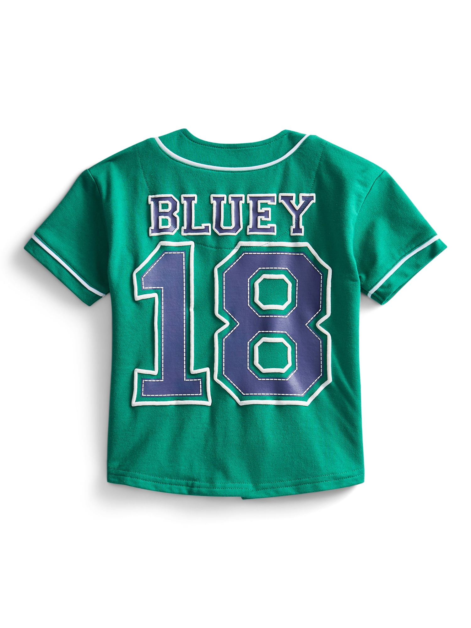 Bluey Toddler Button Down Baseball Jersey with Short Sleeves, Sizes 12M-5T