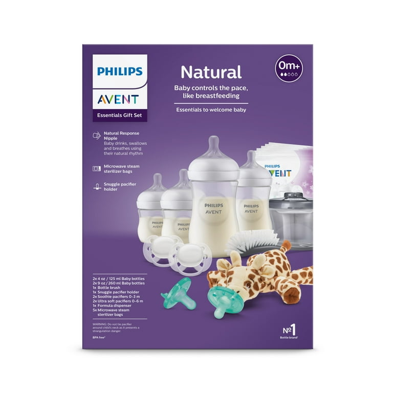 Philips Avent Natural Baby Bottle With Natural Response Nipple Baby Gift  Set - Teal - 4pc : Target