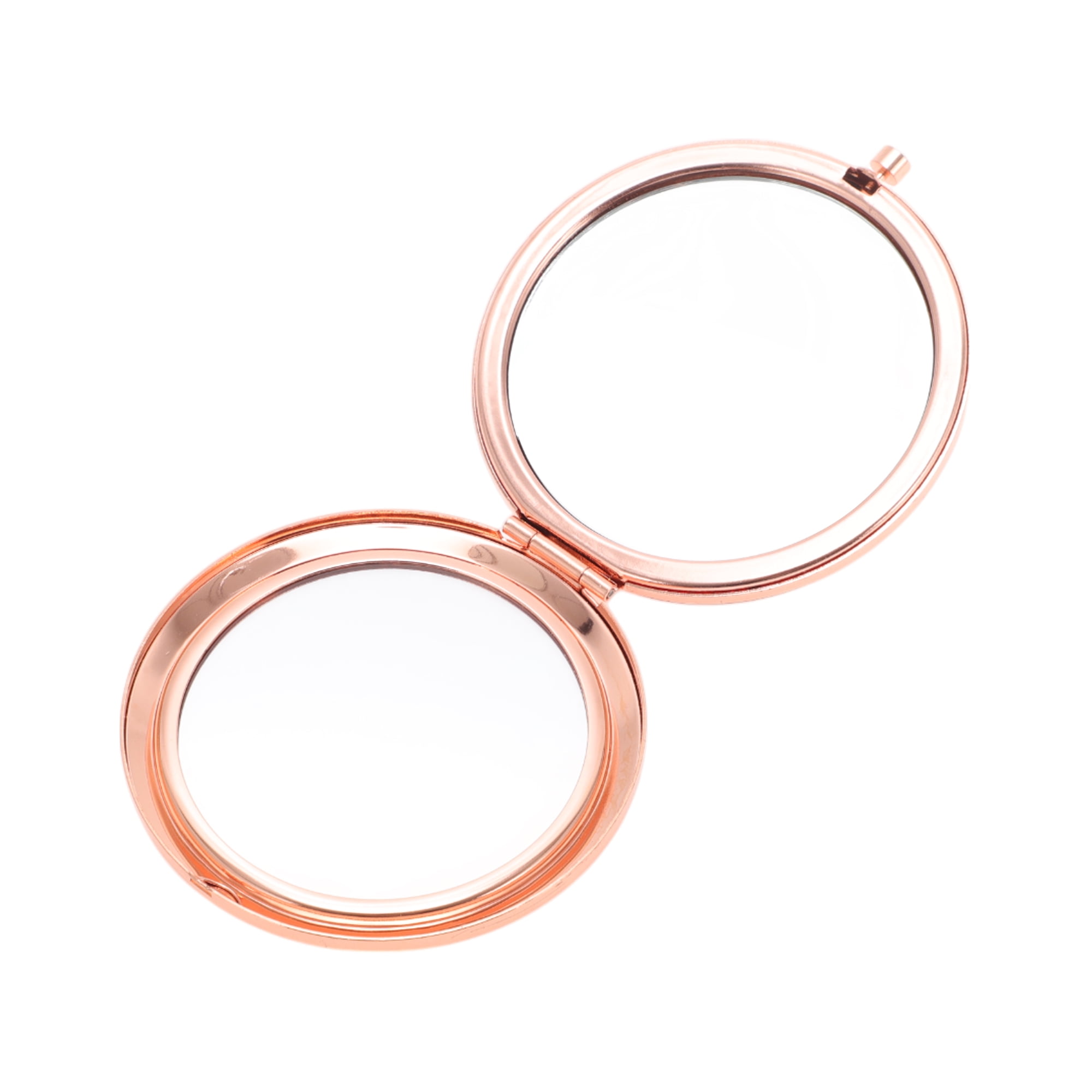 Unique Bargains Metal Portable Durable Makeup Mirror Rose Gold Tone 2.76"x 2.76"x 0.39"