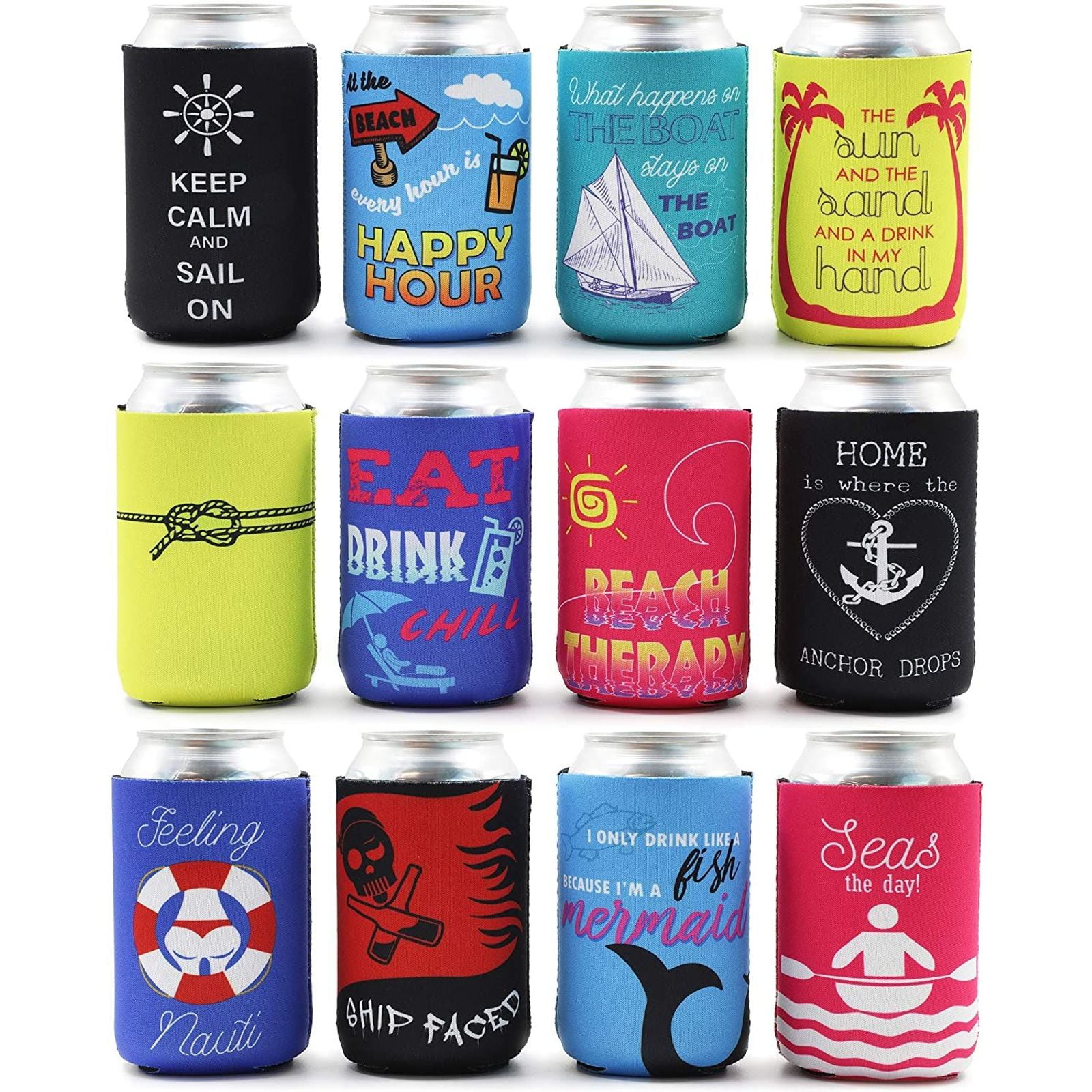 Nautical Wedding Shower Huggers.Bachelor Party Can Coolers Personalized Nautical Bachelor or Birthday Favors Nautical Waves Party Huggers