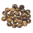 thumbnail image 1 of 25Pcs Engraved Symbol Stone Set, Unique Engraved Pattern Design Excellent Texture Multifunctional White Round Rune Stones Set for Yoga Meditation, 1 of 7