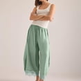 thumbnail image 6 of Women's Cropped Lace Hem Pants, High Waist Drawstring Wide Leg Palazzo Trousers for Summer Fall, 6 of 7