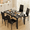 Glass Black-4Seater, variant on Asofer Dining Table Set for 4, Wood Dining Table with 4 PU Leather Chair for Home and Kitchen, Black