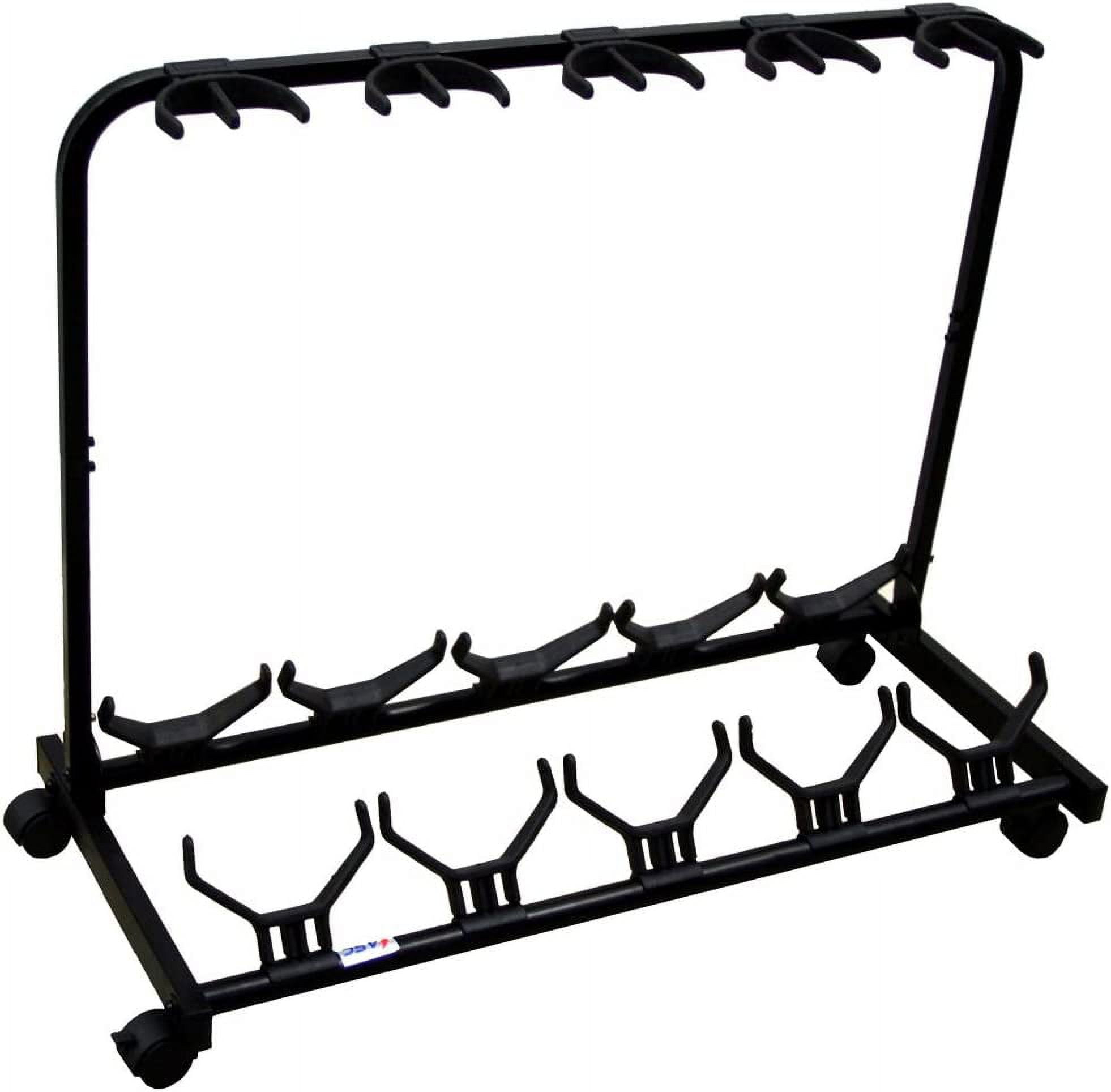 American Sound Connection 5 Guitar Rolling Cart Stand Pro Audio Stage, Studio or Display Rubber Divider Electric or Acoustic Guitar Holder