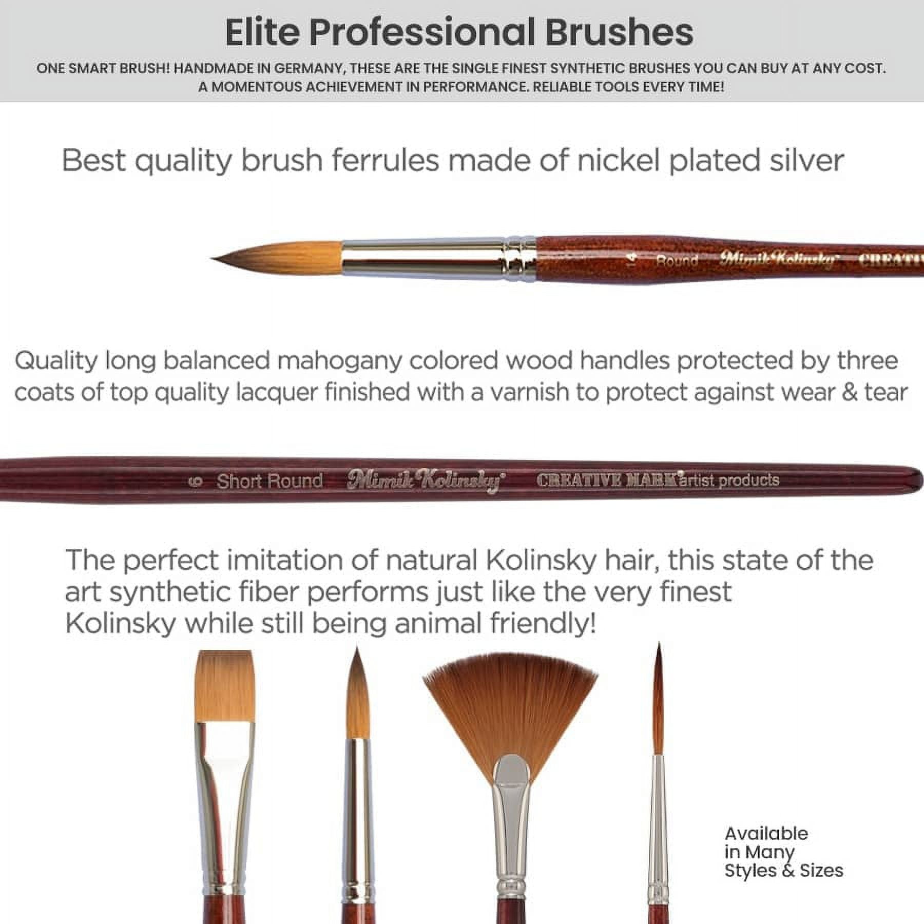Creative Mark Mimik Kolinsky Synthetic Sable Short Handle Brushes And Sets - Elite Professional Brushes for Painting, Artists, Students, & More! - [Value Set of 7]