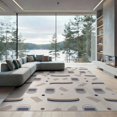 thumbnail image 2 of ODIKA 6'x9' Beige Navy Modern Geometric Abstract Washable Area Rug Contemporary Minimalist Capsule Motif for Family Room, Living Mater Bedroom, Non-Slip, Easy Care, 2 of 7