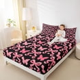 thumbnail image 3 of Erosebridal Black Pink Queen Sheet Sets for Girls, Butterfly Bow-Tie Bed Set, 1 Flat Sheet, 1 Fitted Sheet and 2 Pillowcases, 3 of 5