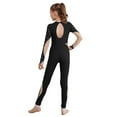 thumbnail image 2 of TiaoBug Kids Girls Long Sleeve Gymnastic Dance Leotard Mesh Splice Jumpsuit Figure Skating Dance Unitard Black 16, 2 of 7