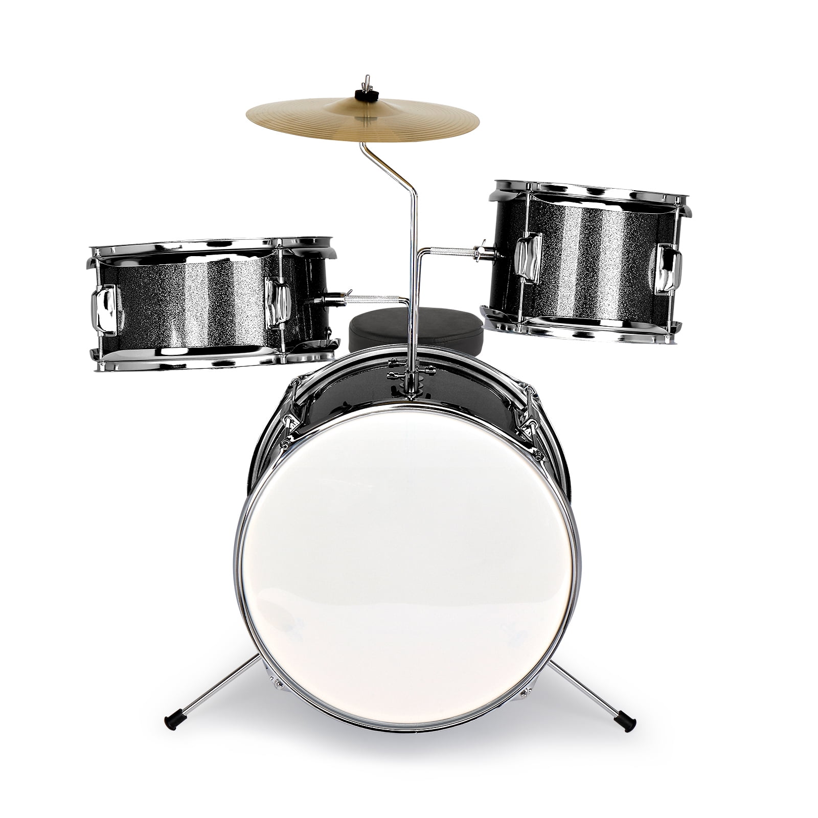 3-Piece Drum Set 14 inch,Junior Kids Drum Set Kit with Drum Stool, Cymbal, Pedal & Drumsticks,Metallic Blue