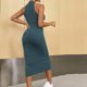 thumbnail image 5 of TaTaai Women's Ribbed Halter Neck Midi Dress Sleeveless Round Neck Fitted Bodycon Solid Knee Length for Summer Beach Party Daily Casual Wear Soft Stretchy Gift, 5 of 6