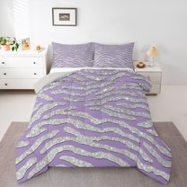Castle Fairy Kids Zebra Print Full Size Comforter Sets,Bling Glitter Print Bedding Sets