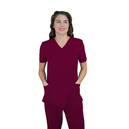 

Women s Medical Nursing Mock Wrap Scrub Top GT Performance-Wine/Berry-Medium