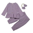 thumbnail image 1 of Gibobby Conjunto de Sudadera y Pantalón Conjunto de 3 piezas de ropa de bebé para niña con botones y manga larga(Morado,2-3 Años), 1 of 5