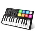 thumbnail image 1 of Vangoa Controlador de teclado MIDI 25 teclas, teclado midi Worlde Panda MINI USB con almohadillas de batería, almohadilla de máquina Beat Maker, negro, 1 of 5