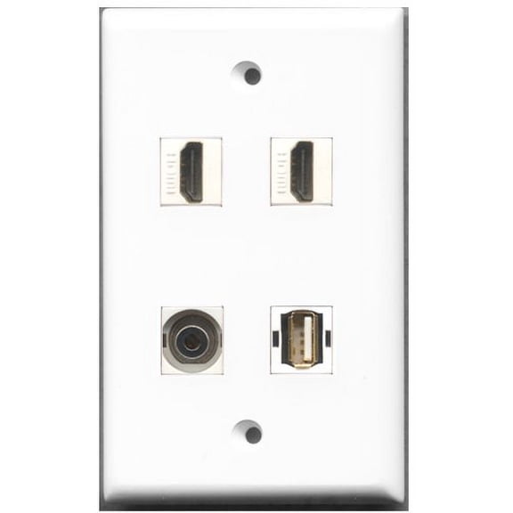 RiteAV - 2 Port HDMI 1 Port USB A-A 1 Port 3.5mm Wall Plate