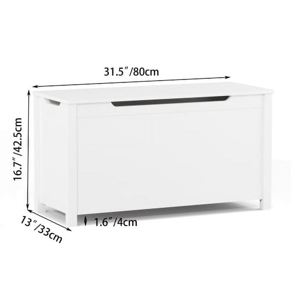 Yoneston Kids Wooden Toy Box Flip-Top Storage Chest Bench with Safety Hinged Lid, White