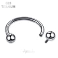 thumbnail image 2 of 14G Titanium Internally Threaded Septum Ring, Horseshoe, Curved Barbell, Circular Bent Barbell, Balls Ends,  • Vital Body Jewelry, 2 of 8