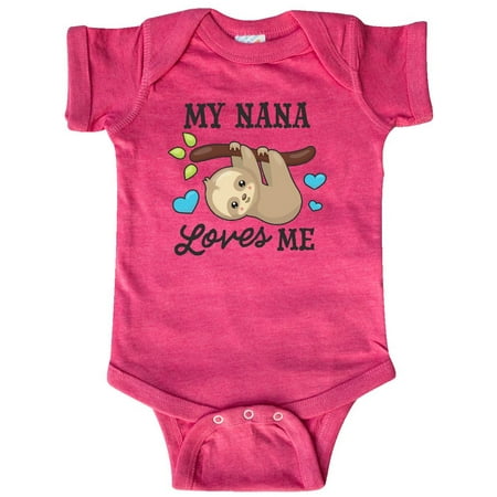 

Inktastic My Nana Loves Me with Sloth and Hearts Gift Baby Boy or Baby Girl Bodysuit