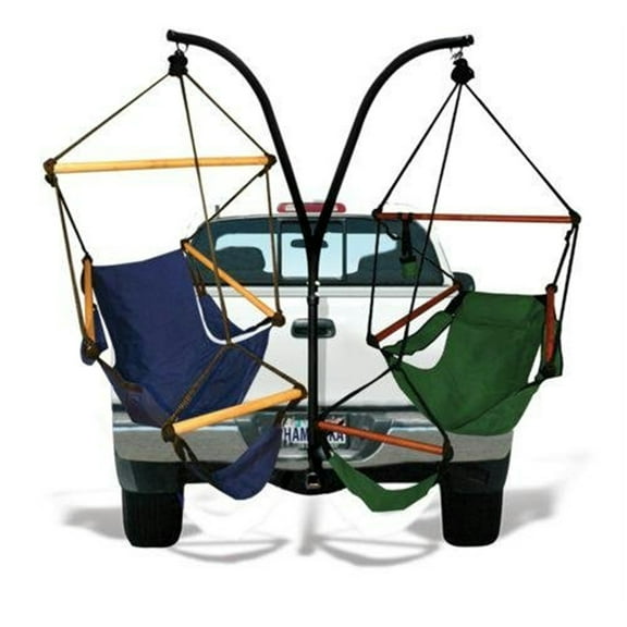 Hammaka Hammocks Trailer Hitch Stand with Wood Dowels Cradle Chair Combo-Color:Blue/Green