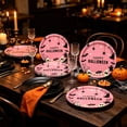 thumbnail image 4 of Halloween Paper Plates 9in Pink Disposable Party Plates, Cartoon Ghost Bat Spider Web Skull Pumpkin Pattern Heavy Duty Paper Dinner Plates,16 Count Tableware for Halloween Indoor Outdoor Party Decor, 4 of 6