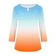 thumbnail image 6 of LADIGASU Women's Solid Color Round Neck Hollow Out Three Quarter Sleeve 3/4 Sleeve T-shirt Top, 6 of 6