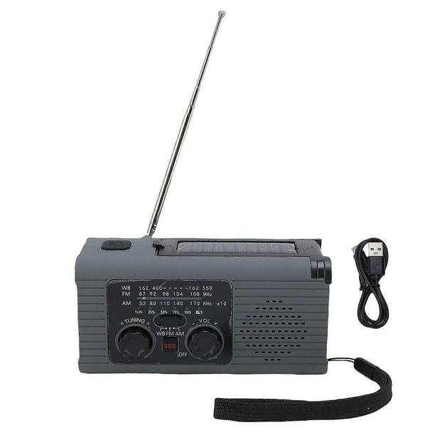 Solar Hand Crank Radio, Emergency LED Flashlight, 2000mAh Cell Phone Charger, Portable, Rechargeable, AM FM, NOAA Weather Forecast