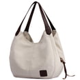 thumbnail image 1 of DOURR Bolso de hombro con múltiples bolsillos para mujer, bolso de mano de lona de algodón a la moda, 1 of 5
