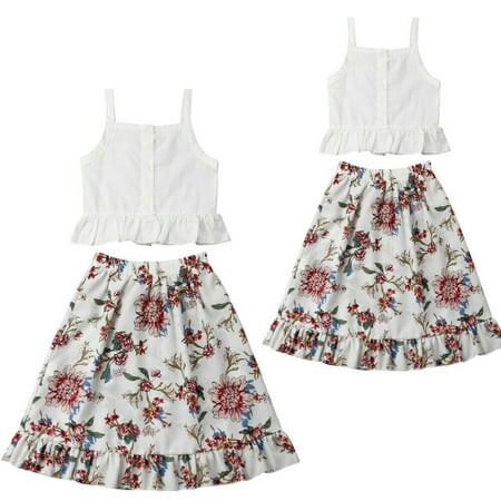 

Toddler Kids Newborn Baby Girl Tops + Long Flower Skirt Dress Clothes Outfit Set