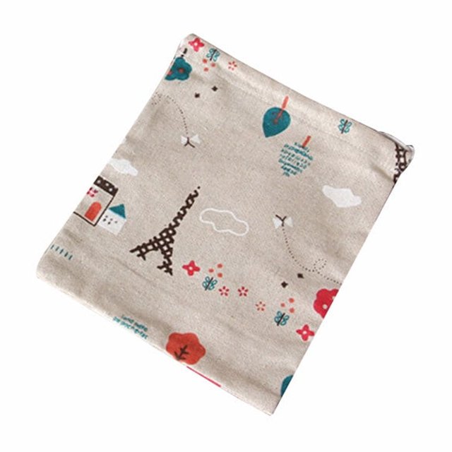 Cotton Blend Linen Home Storage Travel Use Printing Use Printing Bag Bag with the Drawstring
