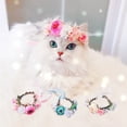thumbnail image 2 of Reheyre Floral Decorative Polyester Pet Necklace - Bright Colors - Kitten Necklace - Perfect for Party, 2 of 8