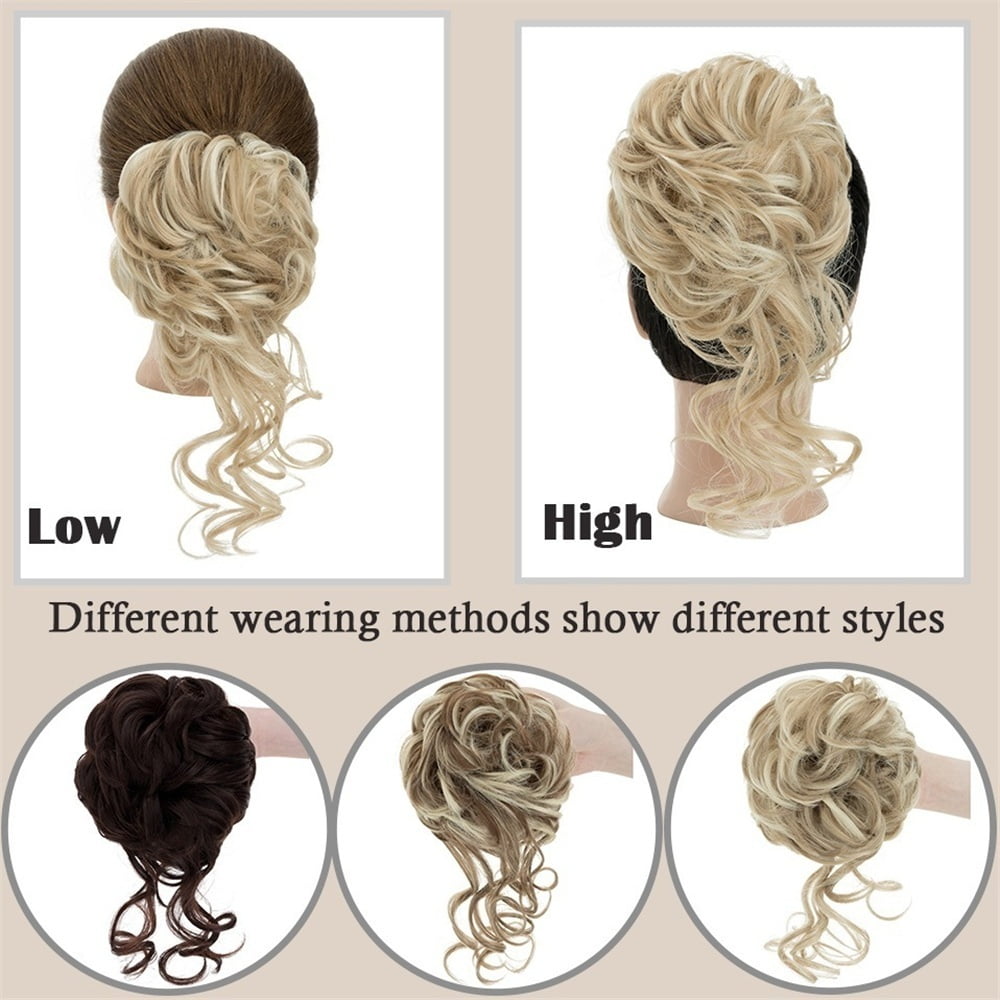 Messy Bun Hair Piece Claw Clip Curly Wavy Synthetic Tousled Updo Hair Extensions for Women