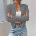 thumbnail image 2 of XPMWRP Women's Zip Up Cardigan Cropped Turtleneck Sweater Long Sleeve Ribbed Knit Open Front Collared Jackets Gray XL, 2 of 8